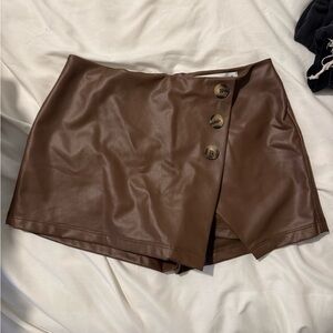 Altar'd State Brown Faux Leather Skort